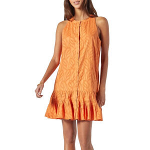 Joie Hayden Cotton Mini Dress Amber Glow Orange Large NWT $298 Pockets Chic